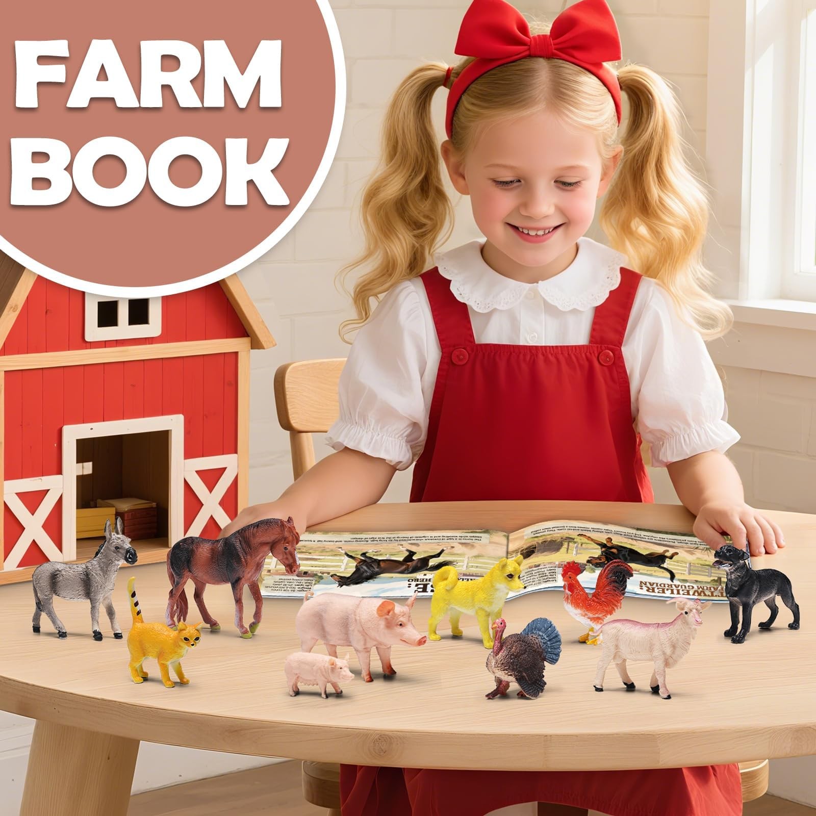 15 PCS Farm Animal Toy Set Educational Figures Booklet Gift Box Kids Playset