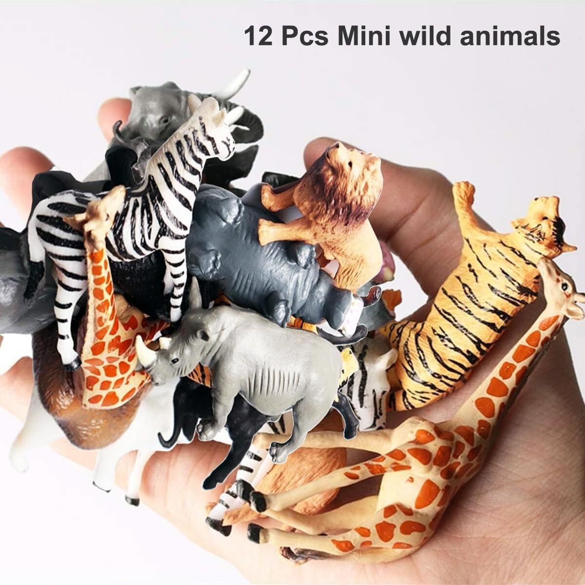 12 Pcs Mini Safari Animals Figures Toys, Realistic Jungle Zoo Animal Figurines