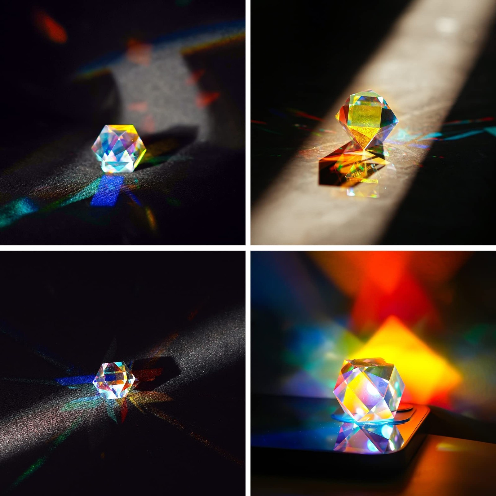 Color Crystal Faceted Optical Prism Beam Splitter Light Refracting Photograph…