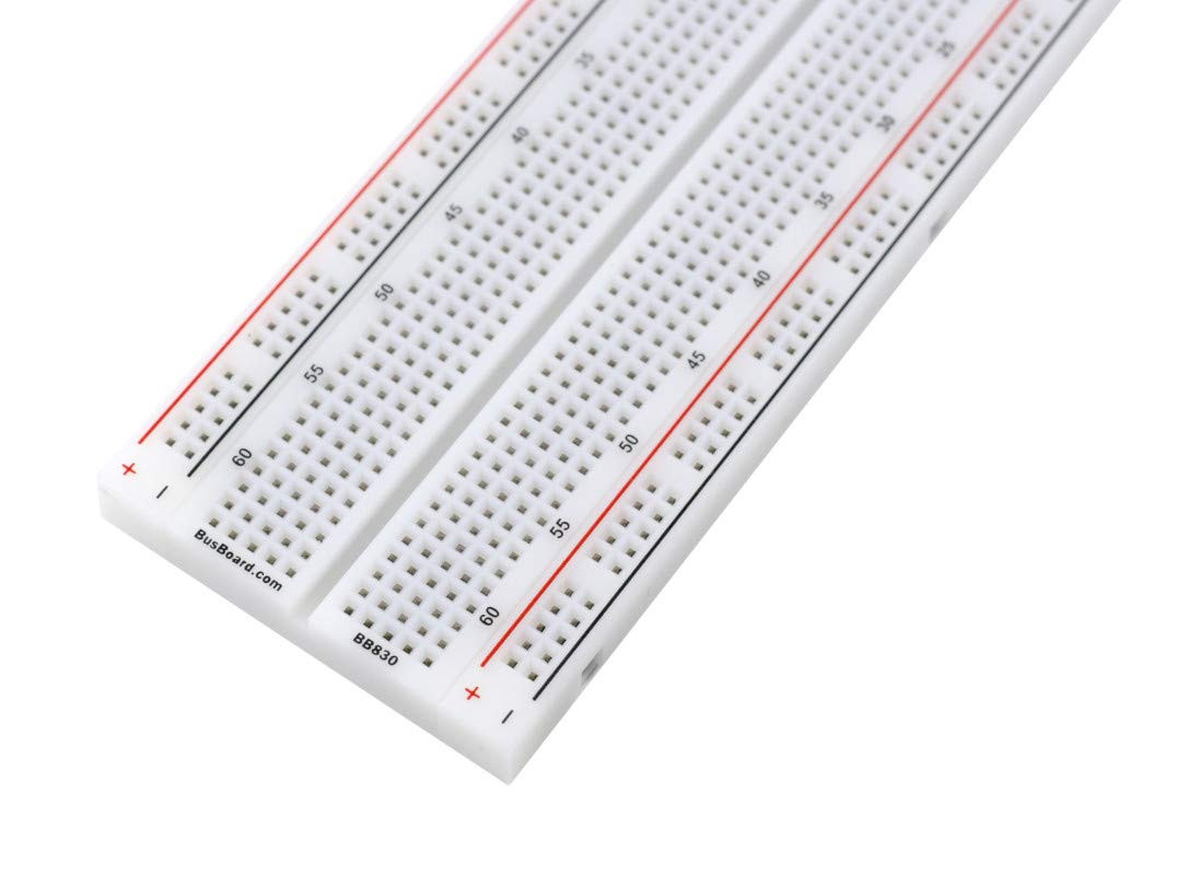 BB830 Solderless Plug-In Breadboard, 830 Tie-Points, 4 Power Rails, 6.5 X 2.2 X
