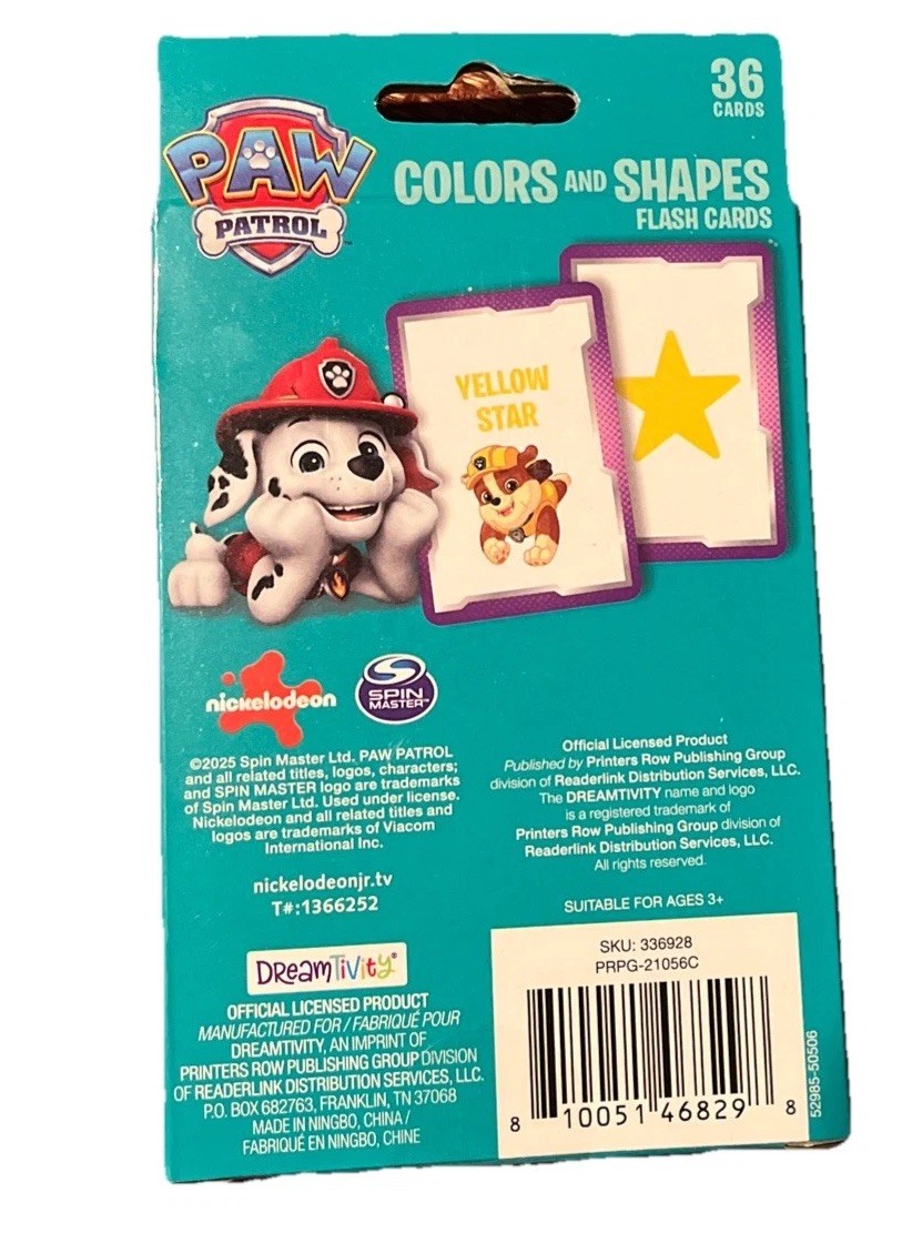 Paw Patrol Learning Flashcards – Set Of 2 – Numbers & Colors/Shapes