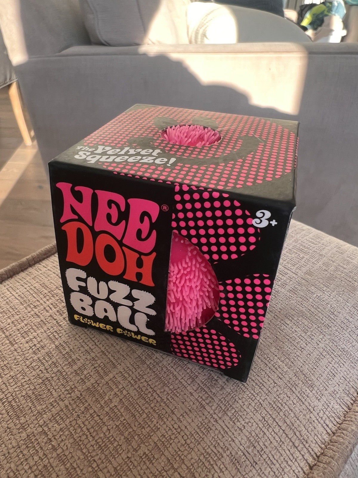 Schylling Nee Doh Fuzz Ball Flower Power Pink Velvet Squeeze Toy Ages 3+ (2024)