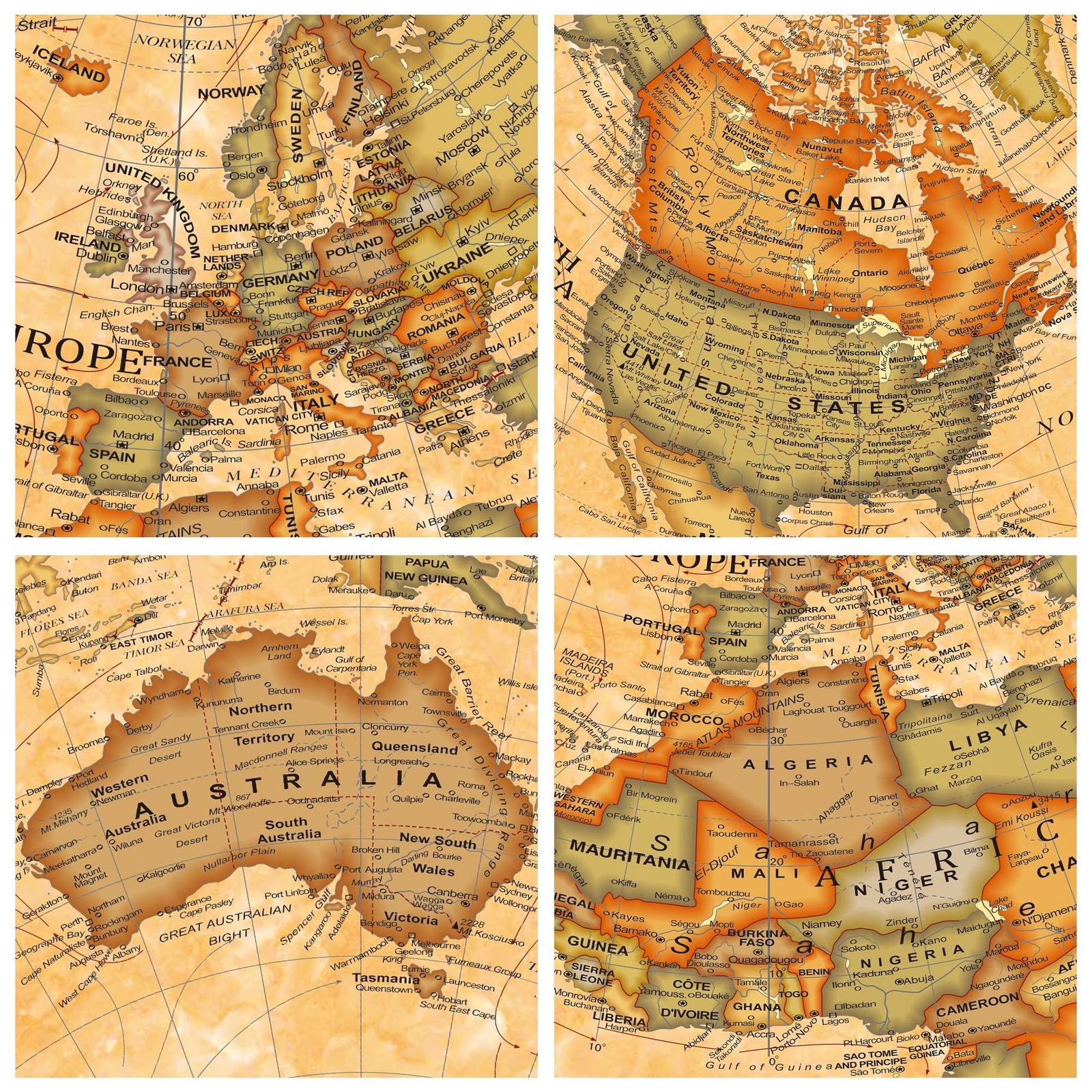 Exerz 12″ Antique Globe With a Wood Base – Rotating World Globe – Modern Map …