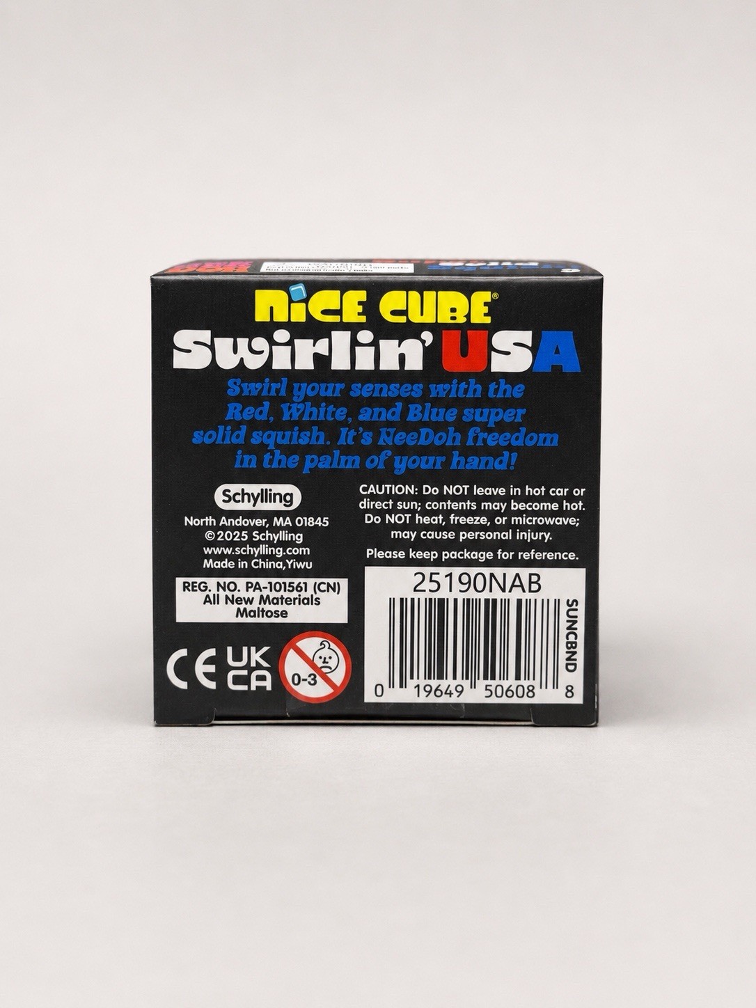 NeeDoh Nice Cube Swirlin’ USA Super Solid Squish Squeeze Toy