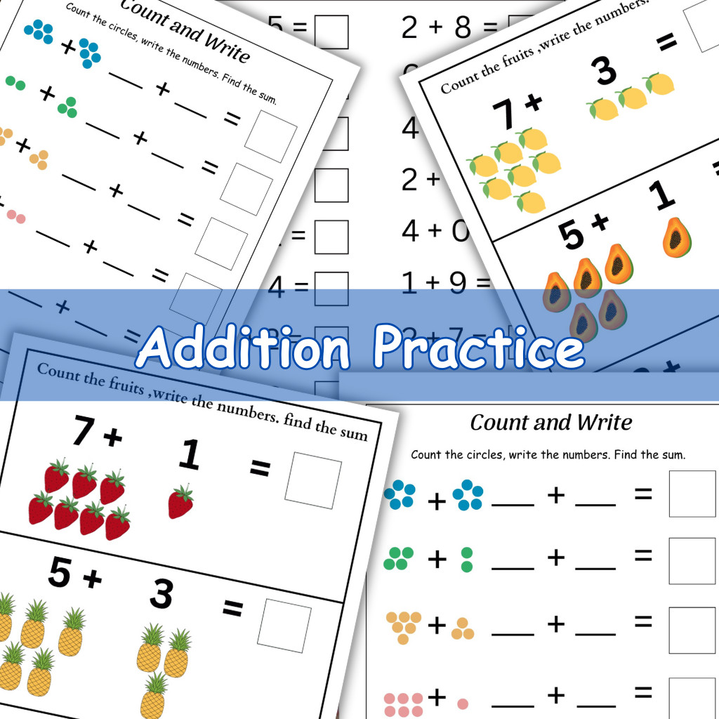 Fun Addition Practice Worksheets for Kids | Printable Math worksheets