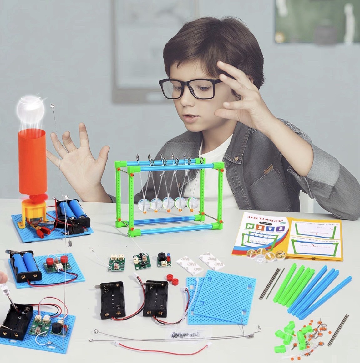 STEM Science Kits 4 Pack, 7-in-1 Electric Motor Toy for Kids Ages 8-12
