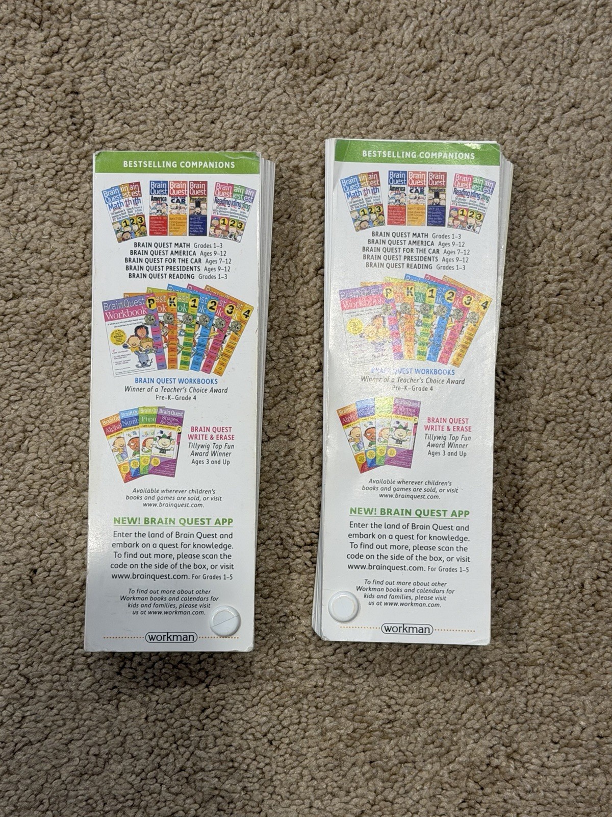 BRAIN QUEST CARDS 2nd Grade 1000 Q&A to Challenges the Mind Ages 7-8 Deck 1 & 2