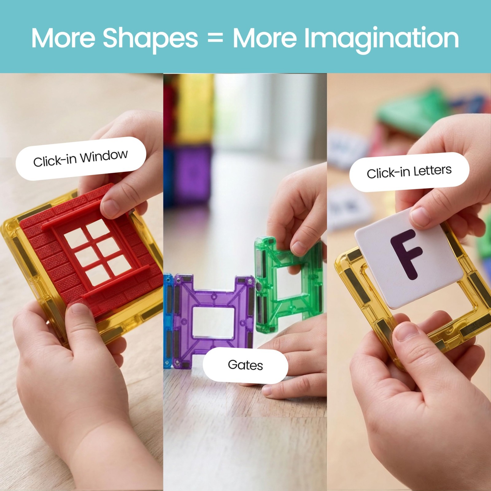 Playmags Magnetic Tiles for Kids 150-Piece Set, 2. Multicolor