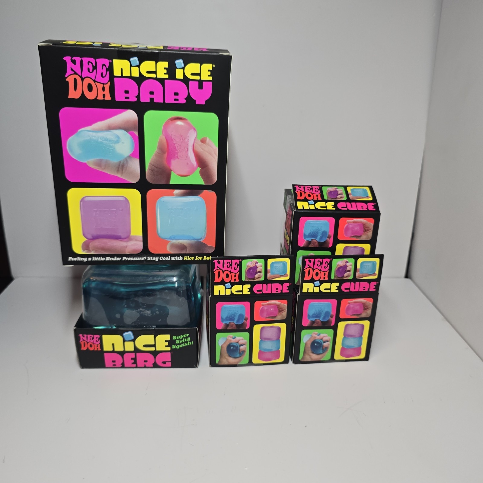 NeeDoh Bundle Nice Ice Baby Cube 4 Pack, Nice Berg and 3 Nice Cubes