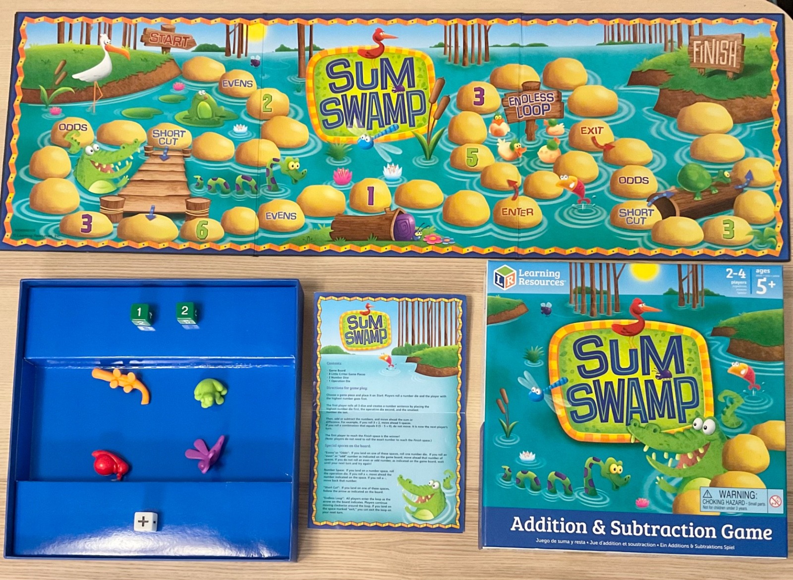 100% Complete Sum Swamp Add & Subtract Educational Board Game Preschool Toddler