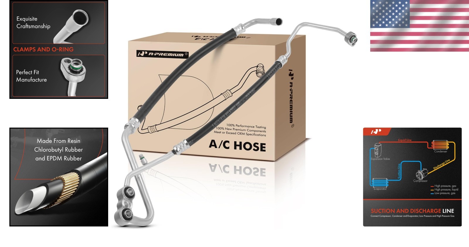 A- A/C Suction and Discharge Line Hose Assembly Compatible with Dodge Ram