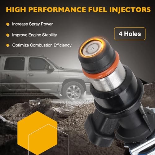 4.8 5.3 6.0 Fuel Injector 4 Holes 8Pcs, Compatible with 1999-2006 Chevrolet