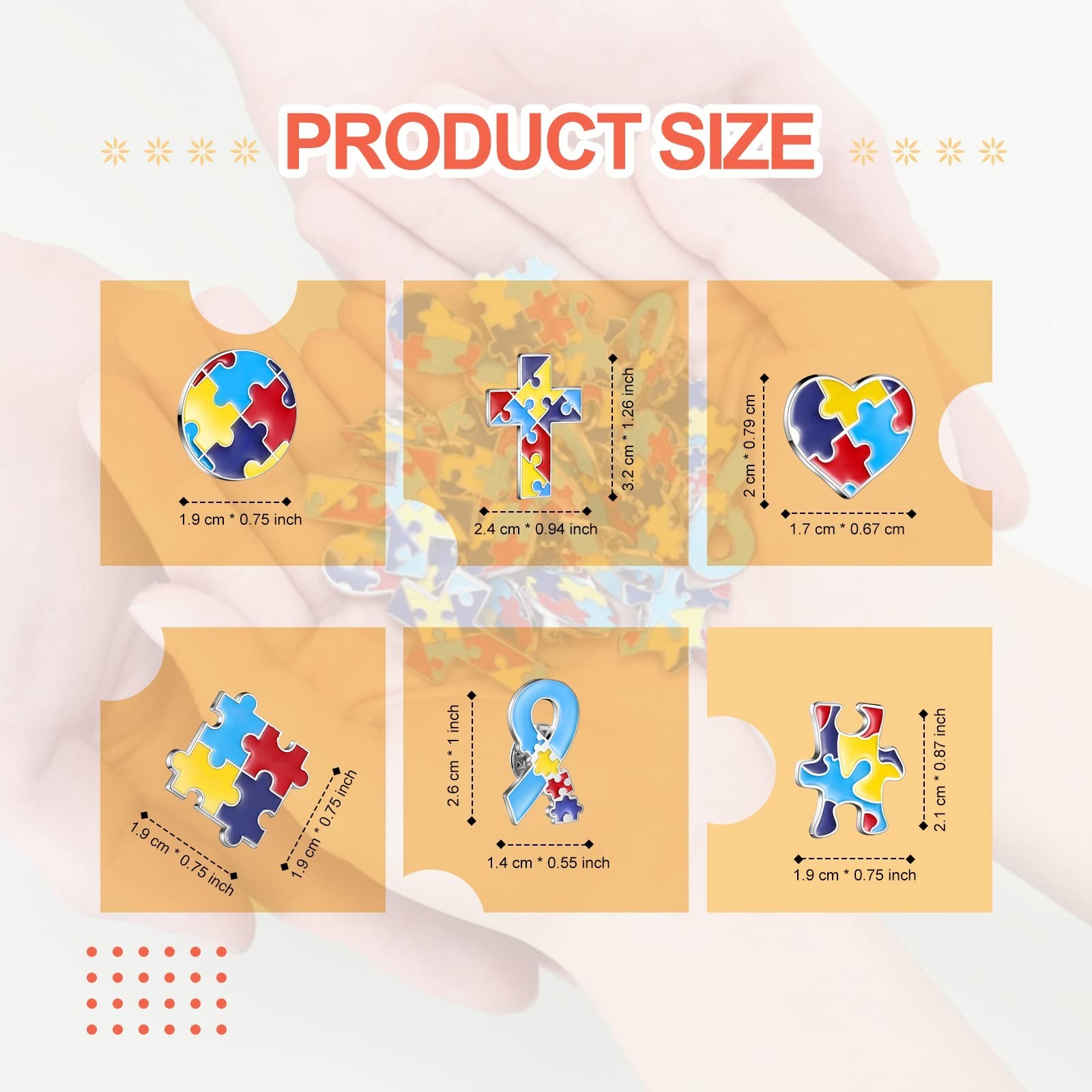 Jutom 24 Pcs Autism Awareness Lapel Pin Multi Color Puzzle Piece Brooches Pin…