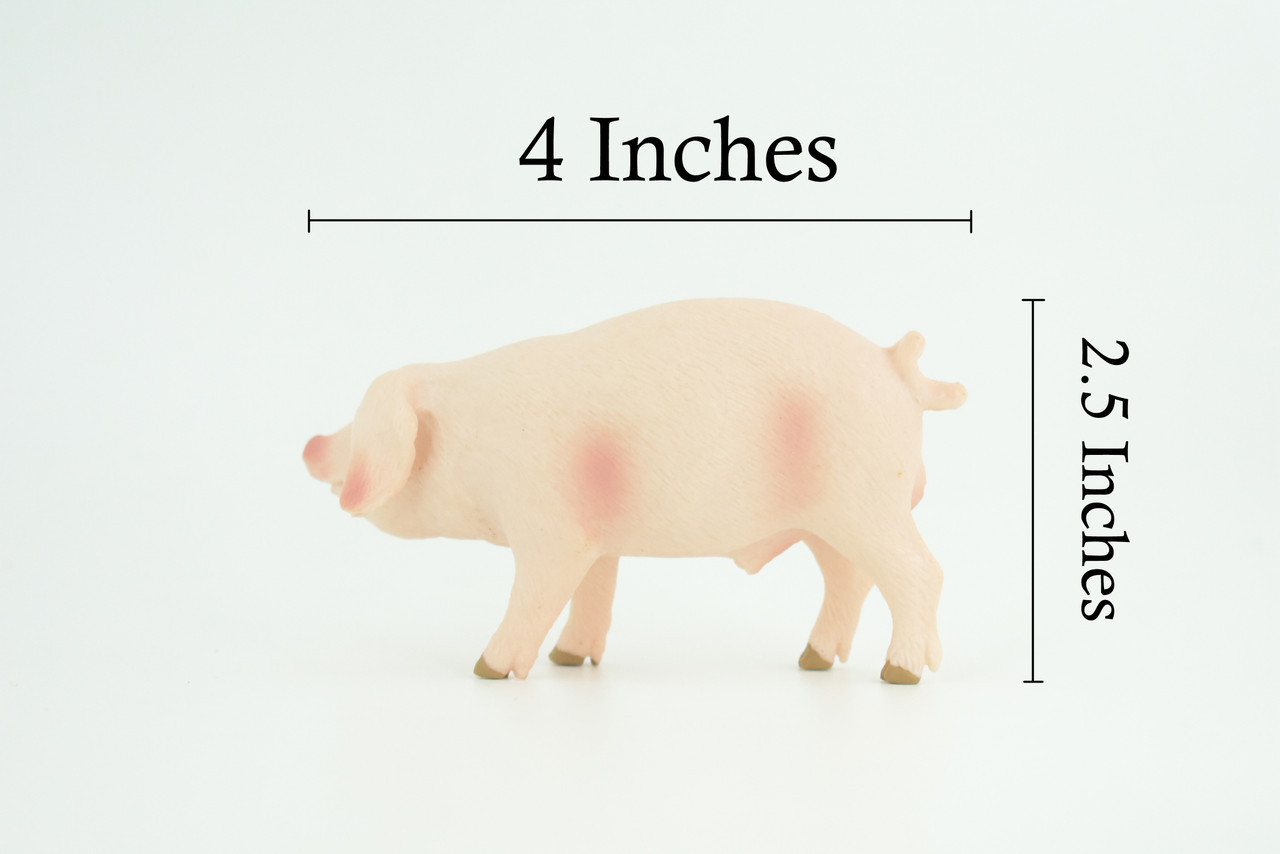 Toy Pig, Farm Animal, Realistic Hand Painted Rubber Model, 4 Inches CH975 BB213