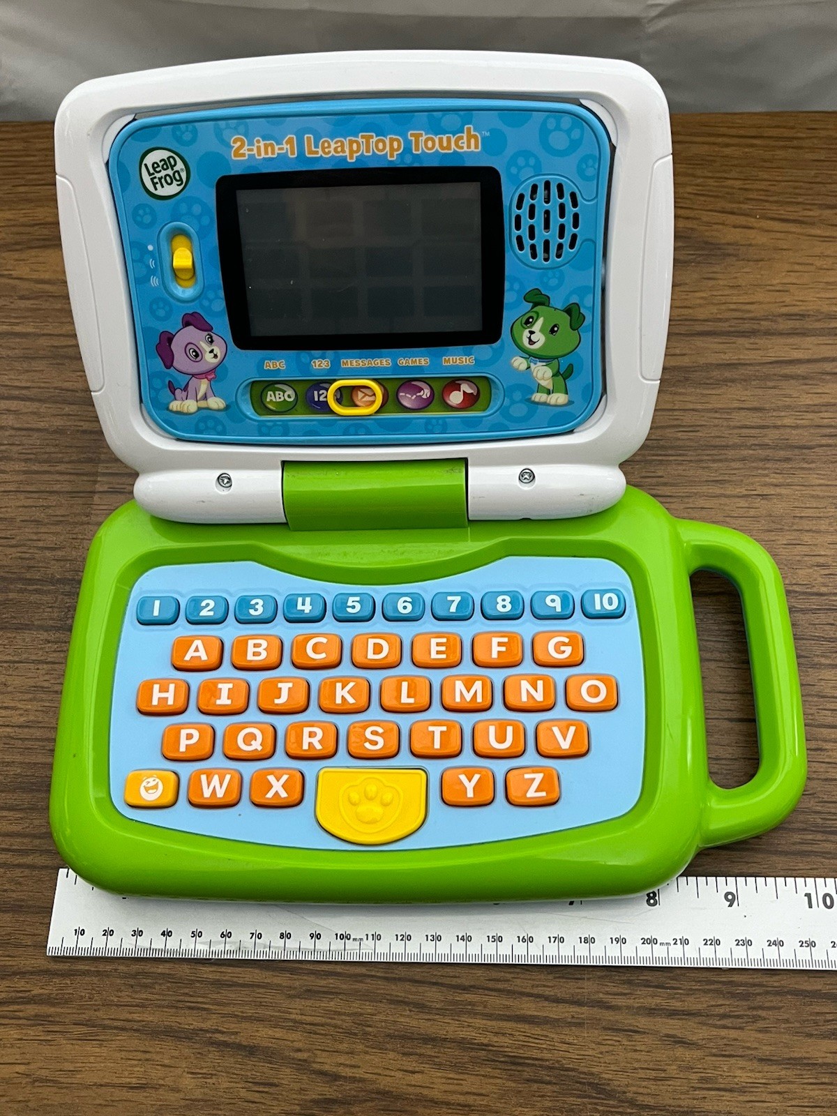LeapFrog 2-in-1 LeapTop Touch Kids 2 years+ Laptop Green ABCs numbers music EUC