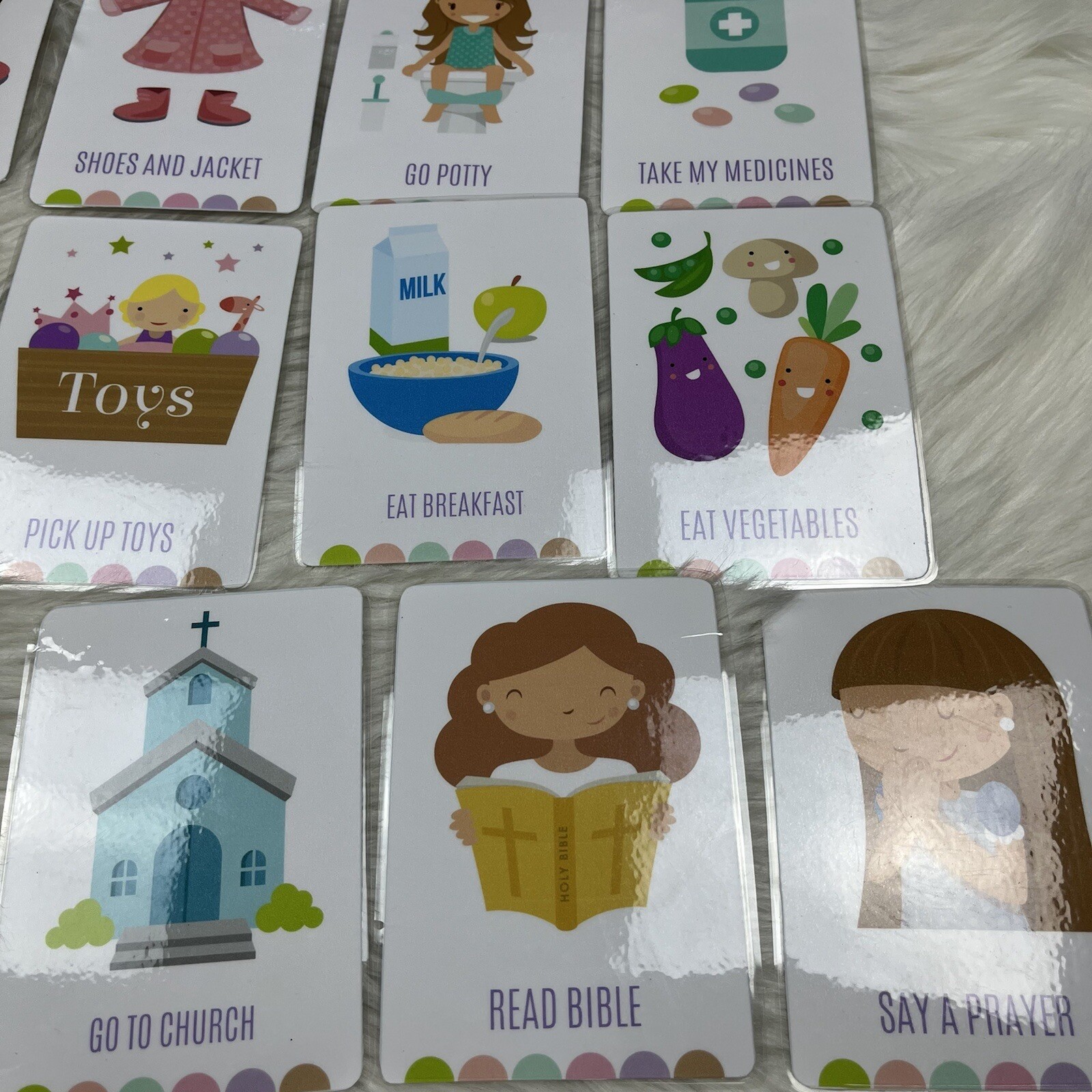 Lot of 29 Flash Cards Chores Laminated Homeschool Visual Picture Rounded Edges