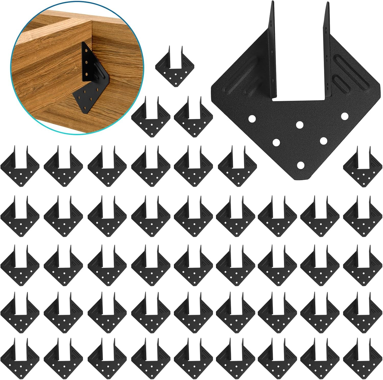 Hurricane Ties 48 Pack, Black Powder Coated Rafter Brackets and Clips