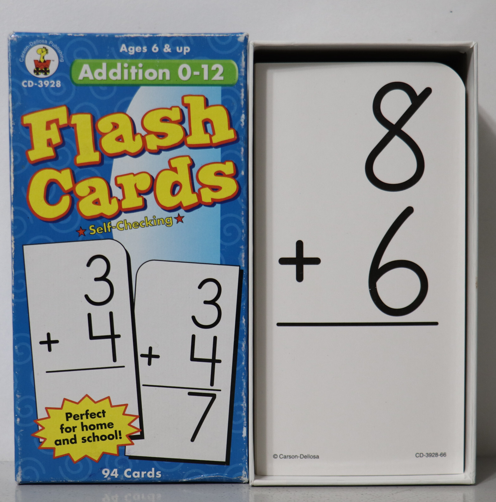 Carson-Dellosa Addition 0-12 Flash Cards Ages 6+ Self-Checking Design CD-3928