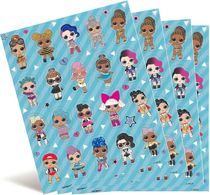 Unique LOL Surprise Multi-color Paper Sticker Sheets (Pack of 4) | Assorted