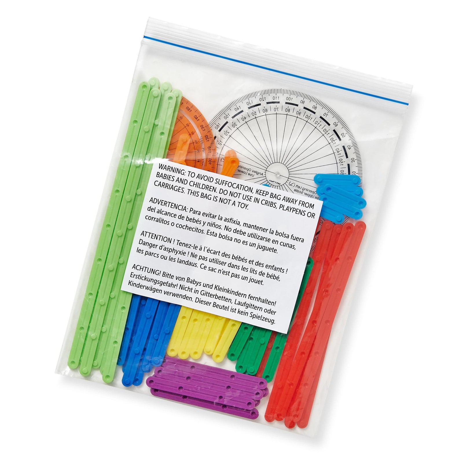 hand2mind AngLegs Starter Set with 2 Protractors, Geometry Multicolor