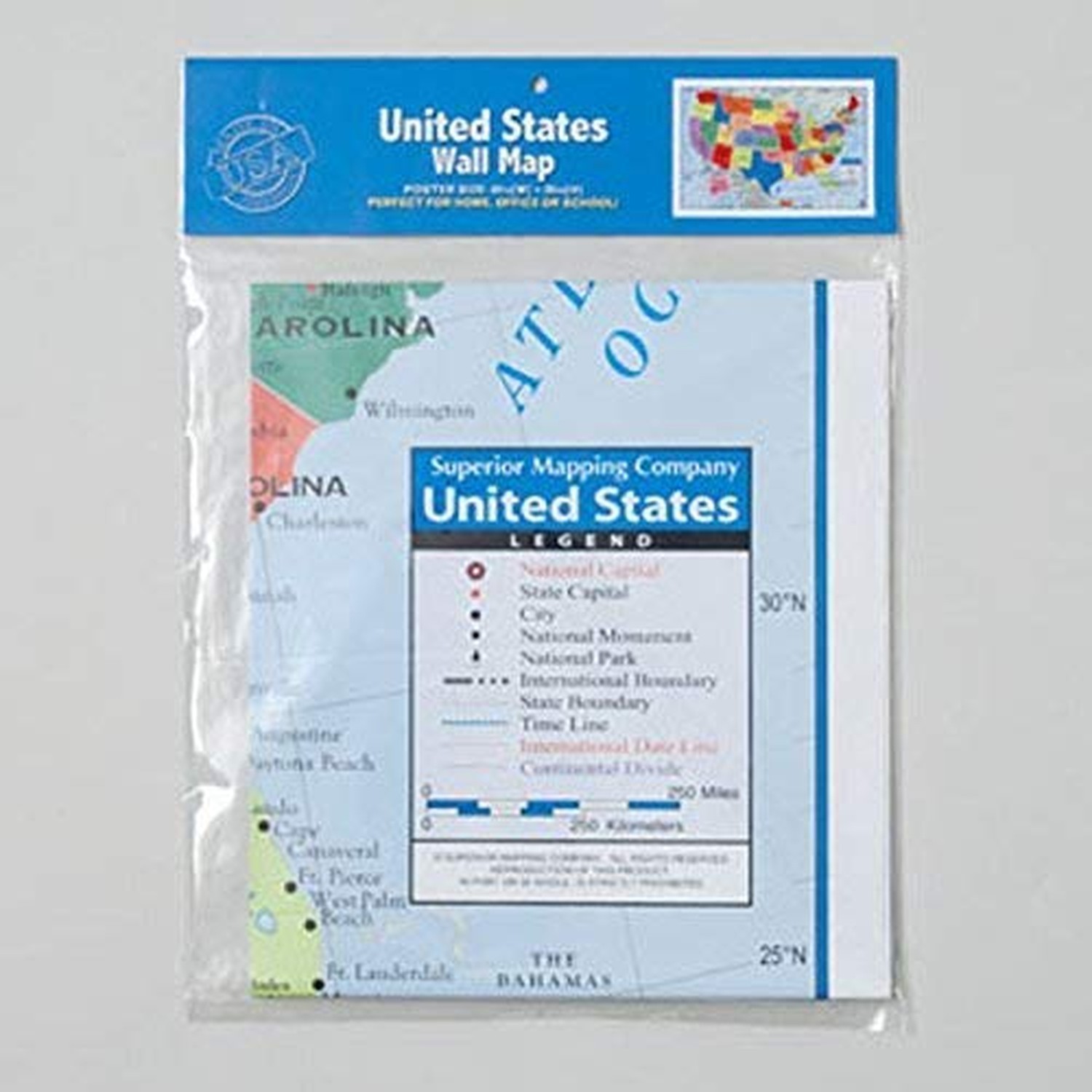 Pack of 4 Superior Mapping Company United States Poster Size Wall Map 40″ x 2…