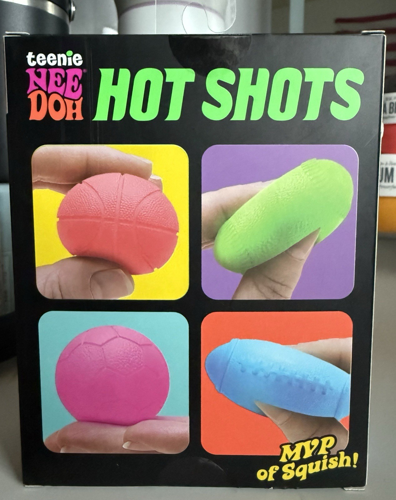 NeeDoh Teenie Hot Shots Squishy 4 Pack Sport Balls Viral NEW