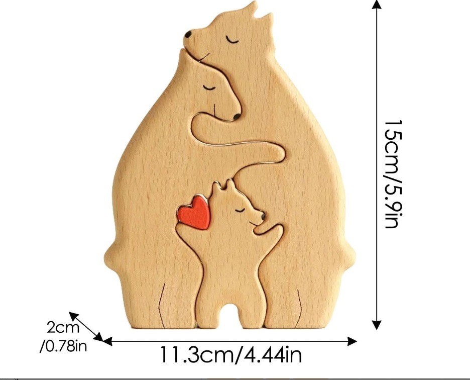 Personalized Bear Family Wooden Puzzle Toy Family Of Bears, Educational Toy DIY