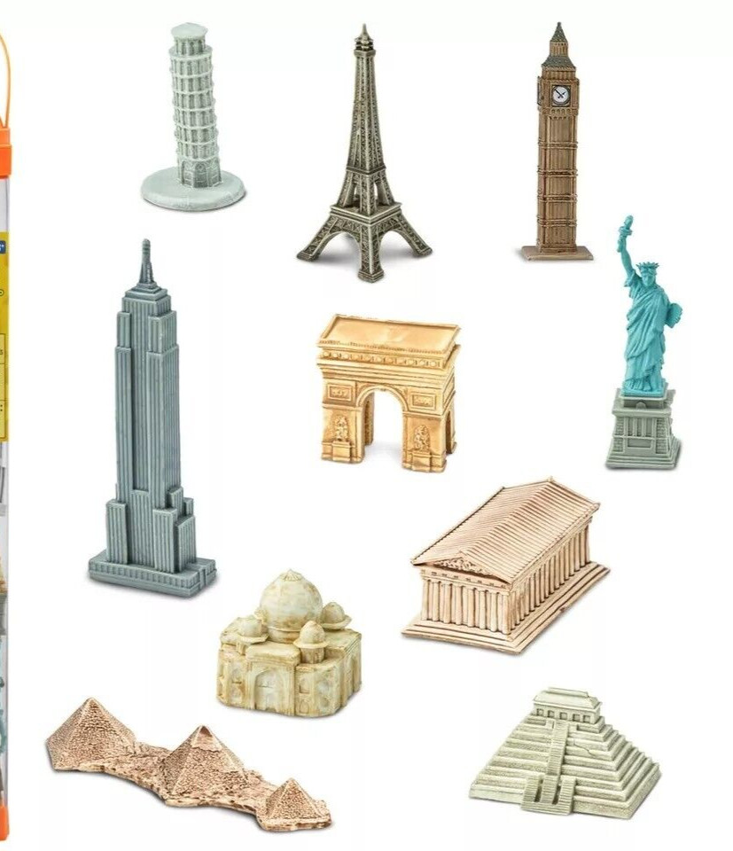 Safari Toob Around The World Mini Collectible Figure Set Buildings Globe 2013
