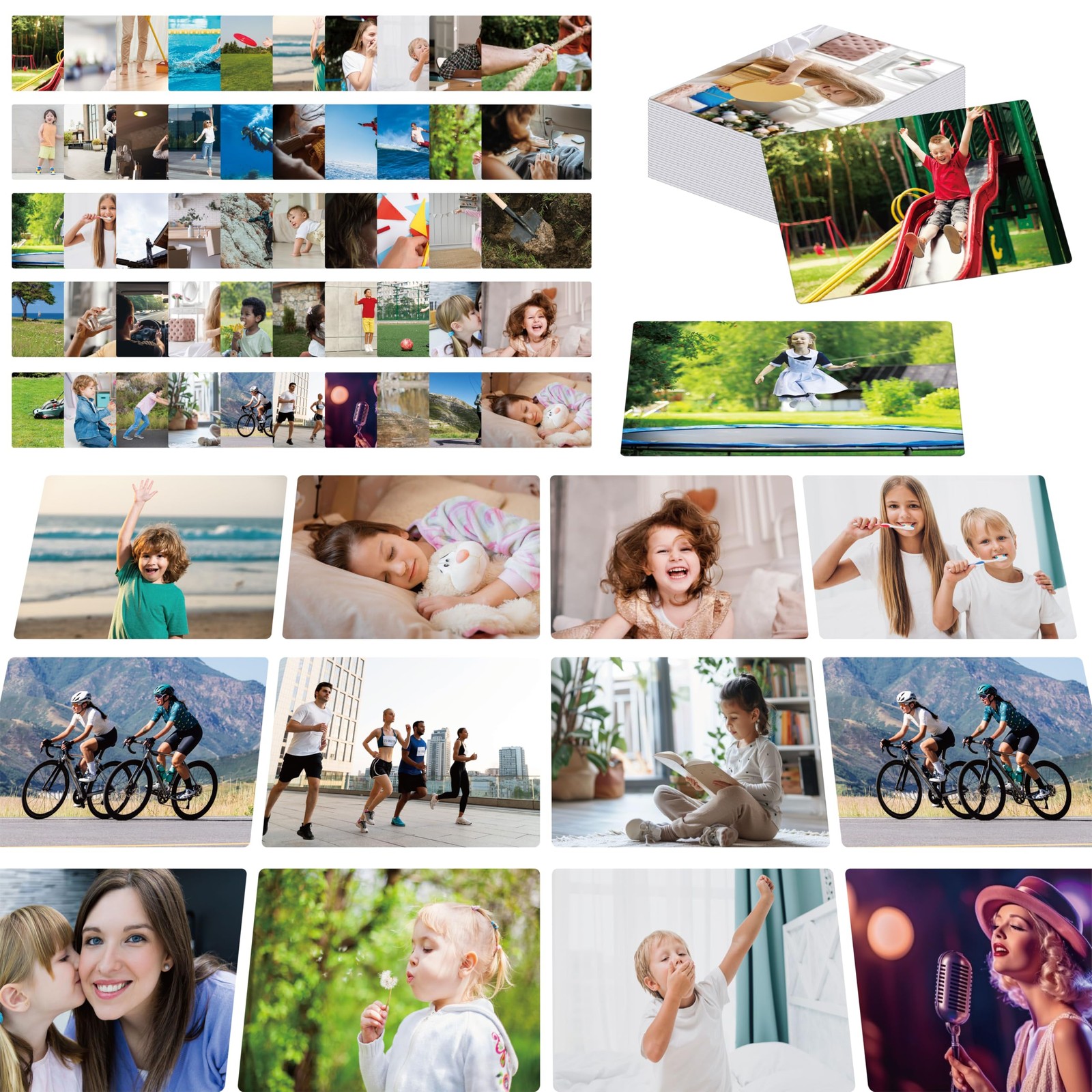 50 Verb Flashcards, Picture & Word Cards Action Language Builder Visual Aid L…