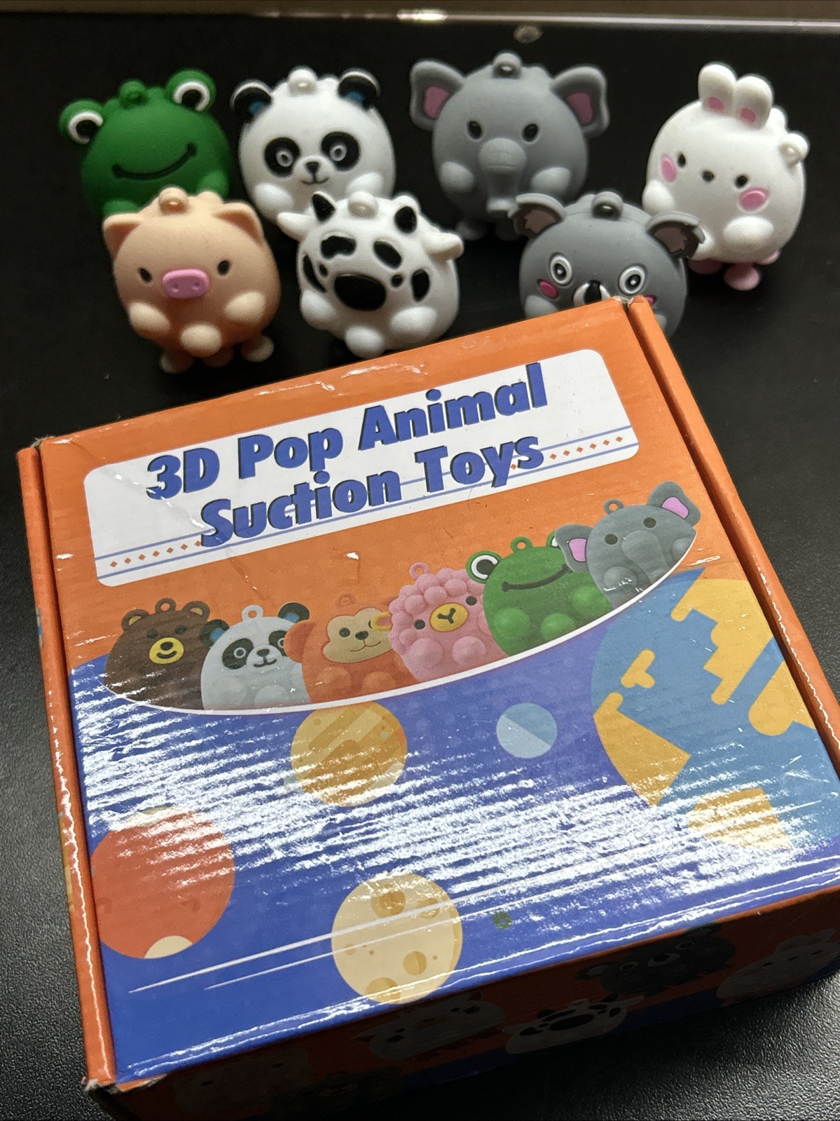 3D Animal Suction Pop Toys Variety Lot (7 Pieces Plus Box)