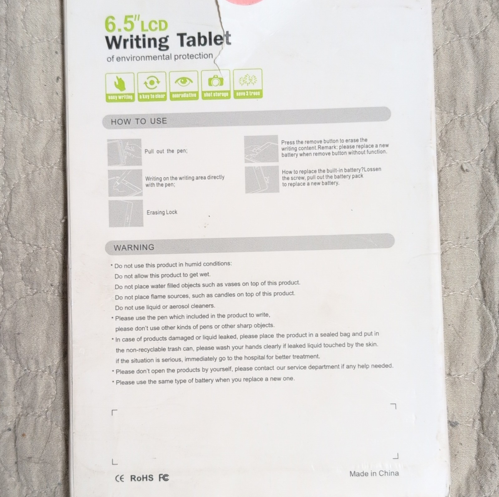 Hongrui 6.5” LCD Writing Tablet Pink 2025 Ages 4-7 8-11 Years