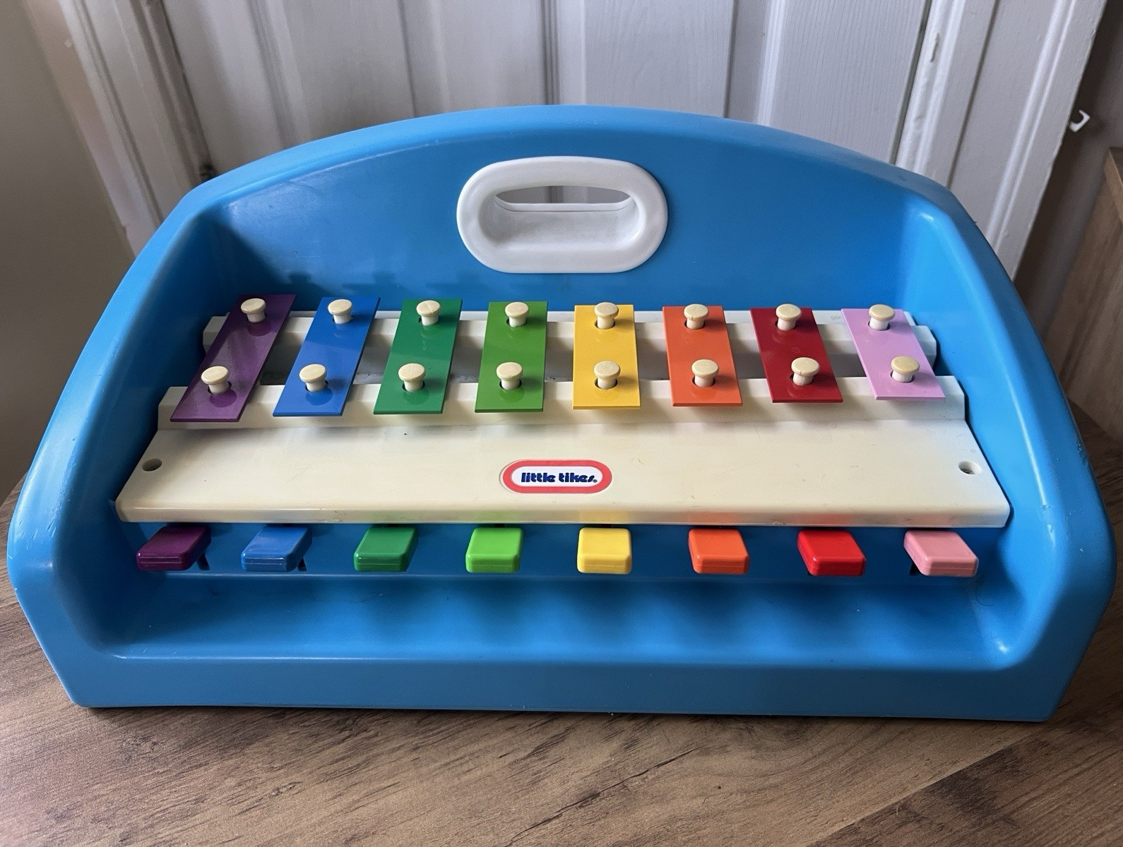 Vintage 1985 Little Tikes Rainbow Xylophone Musical Toy, Blue Carry Case