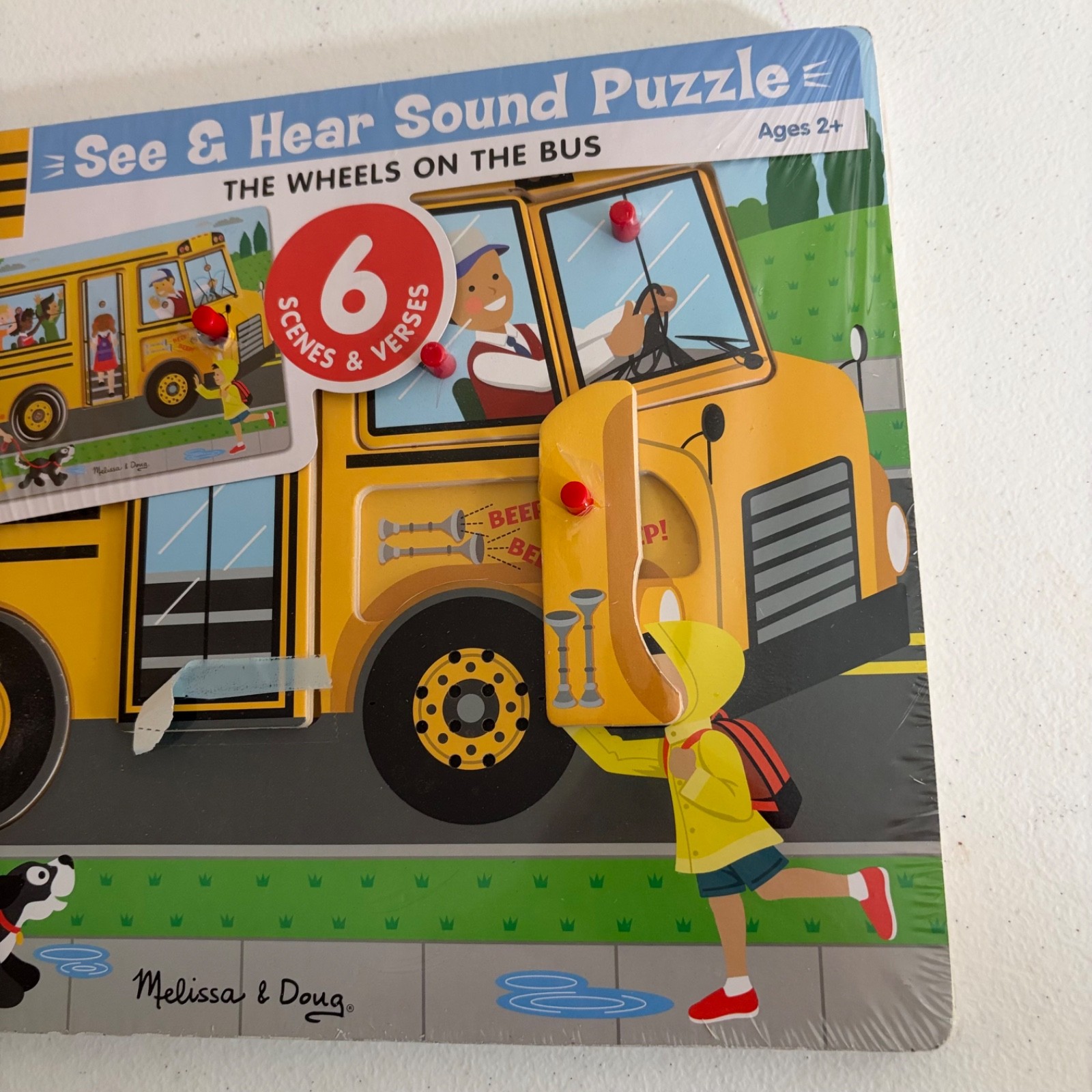 Melissa & Doug See & Hear Sound Puzzle The Wheels On The Bus NWT 2+