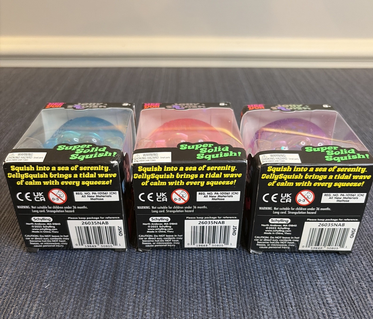 NEW Full Set Lot of 3 Schylling NeeDoh Jelly Squish: Purple Pink Blue ✅Fast Ship