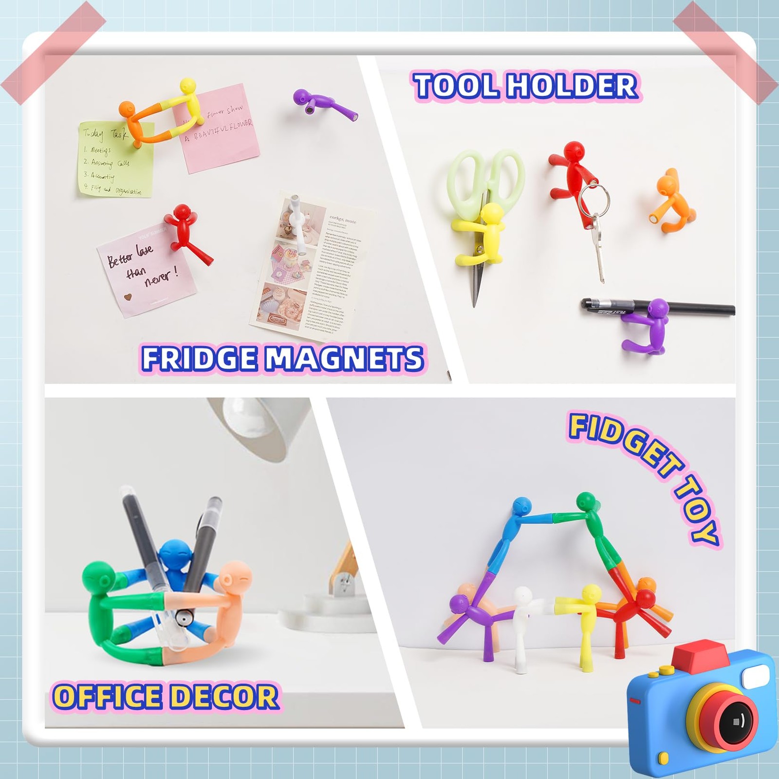 Nice Magnets 10PC Magnetic People, Push Pins, Colorful Small, Opaque
