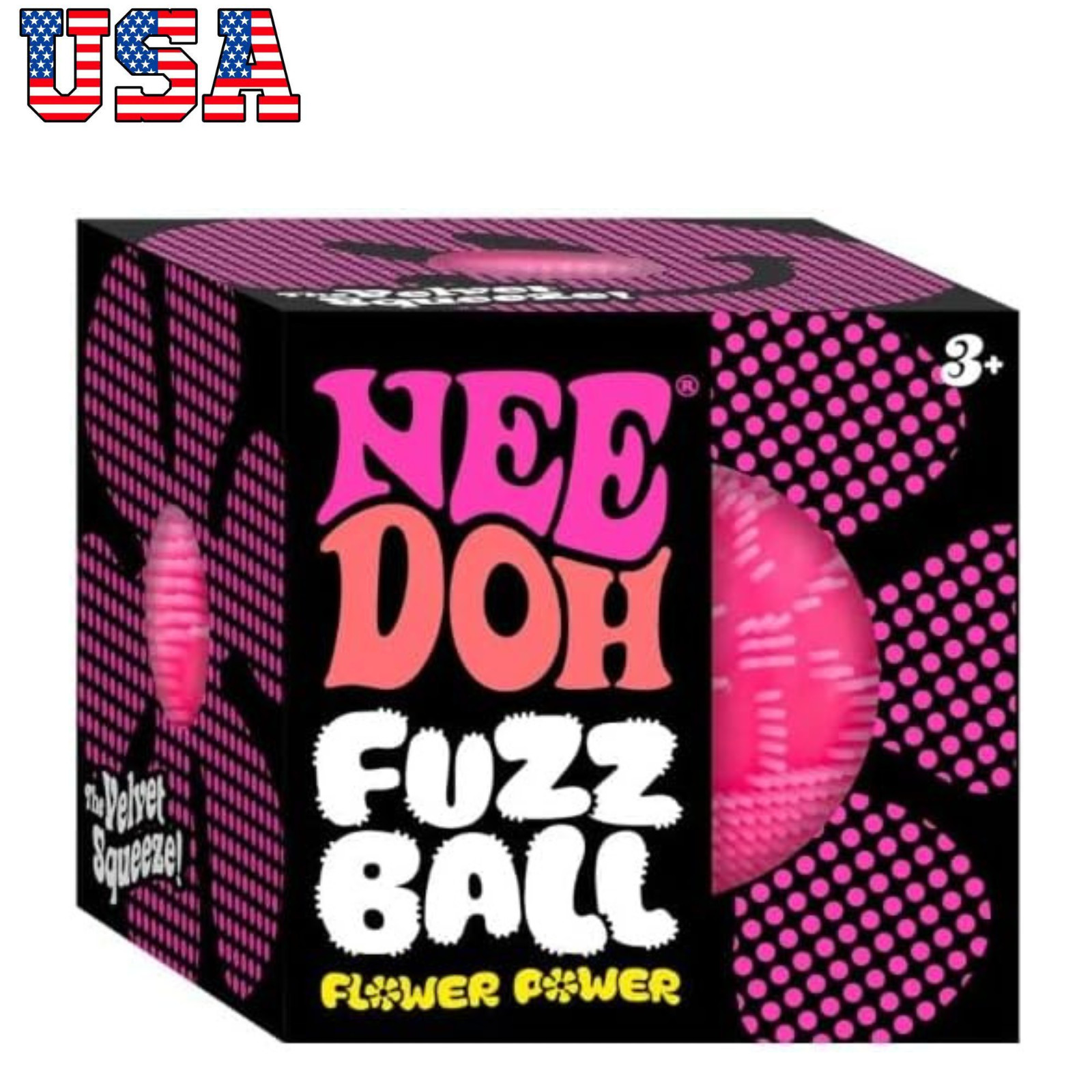 Schylling NeeDoh Fuzz Ball Wonder Waves The Velvet Squeeze Toy Pink New Fuzzball