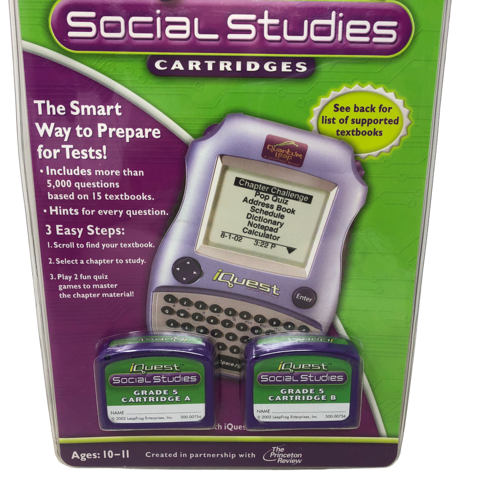 NIP Quantum Leap Frog iQuest Social Studies 5th Grade Cartridges A B