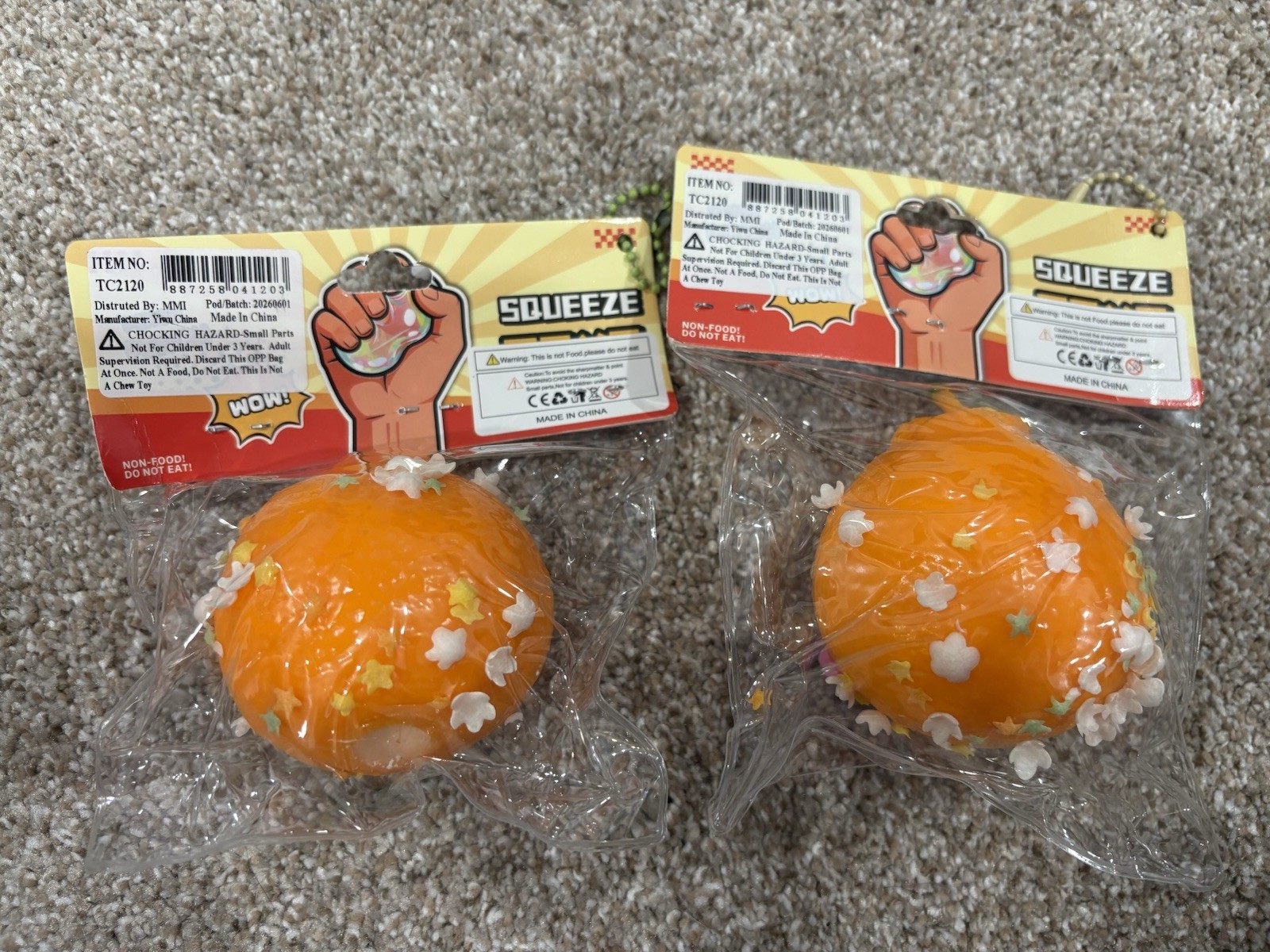Squeeze Toys Orange Squishy Stress Ball – Bundle of 2