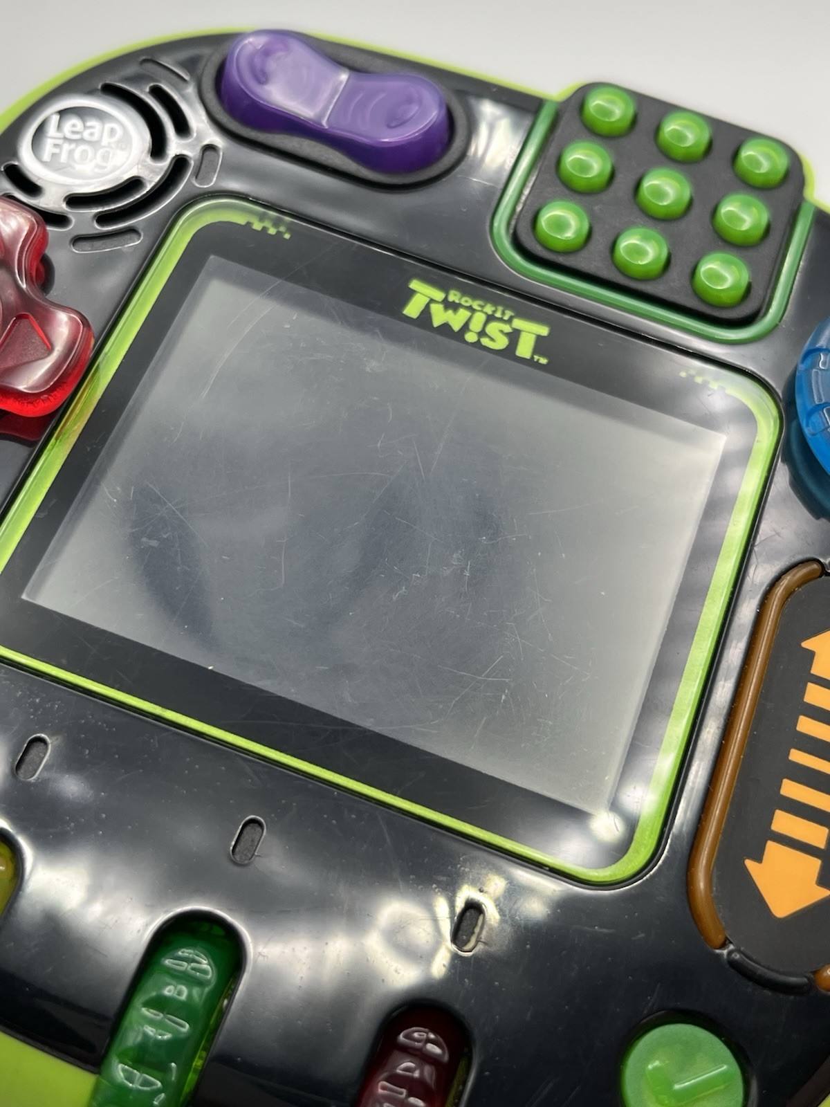 LeapFrog RockIt Twist Handheld Learning Game System Green Tested Works Ages 4-8
