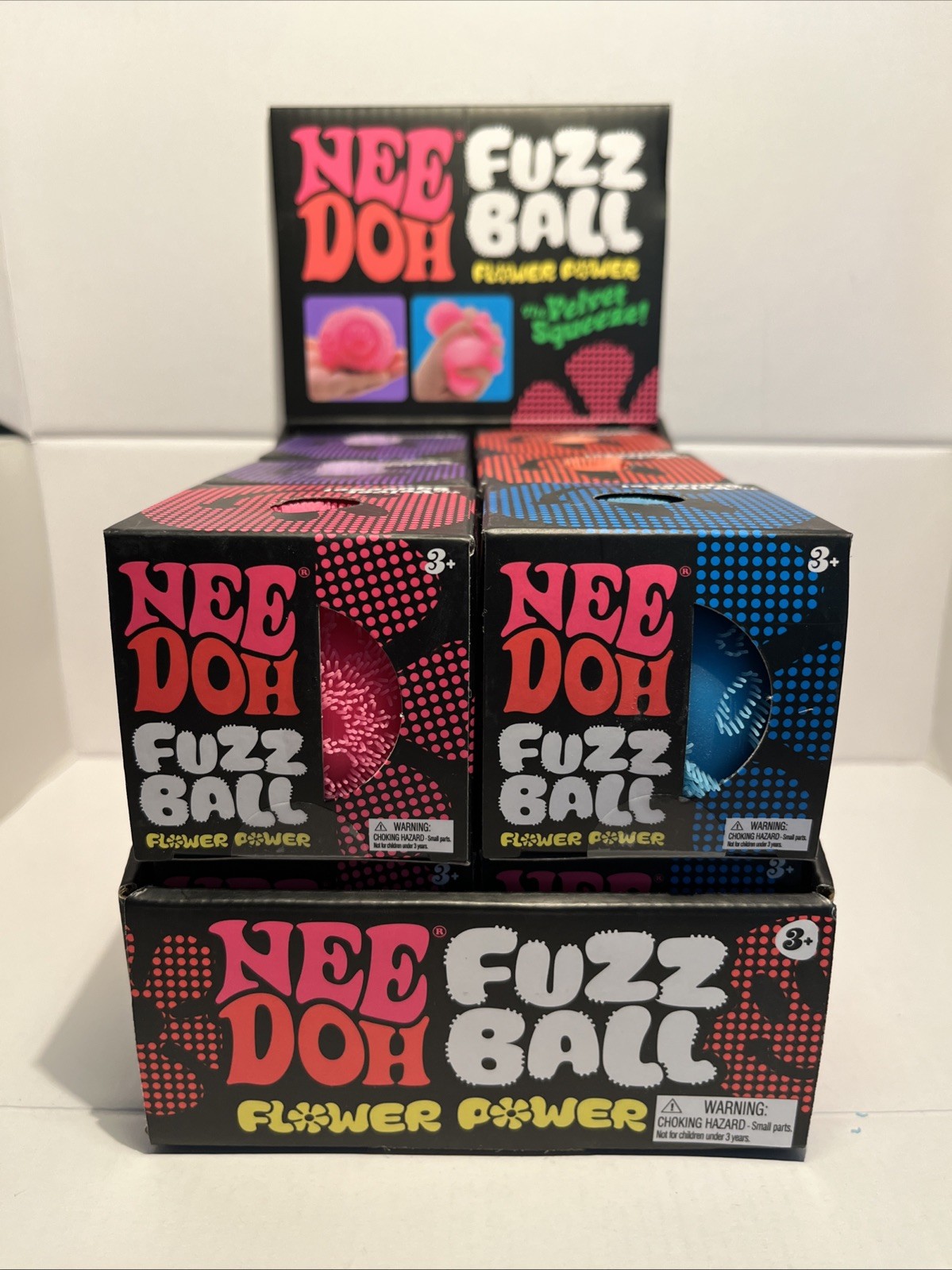 Lot of 12 Nee Doh FUZZ BALL Flower Power Velvet Squeeze Stress Ball (Full Case)