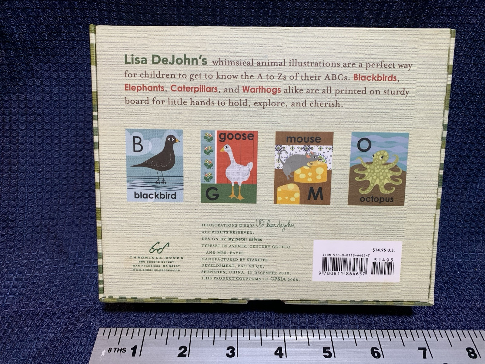 Alphabet Animals Flash Cards – Lisa Dejohn – Sturdy Board Print -Chronicle Books