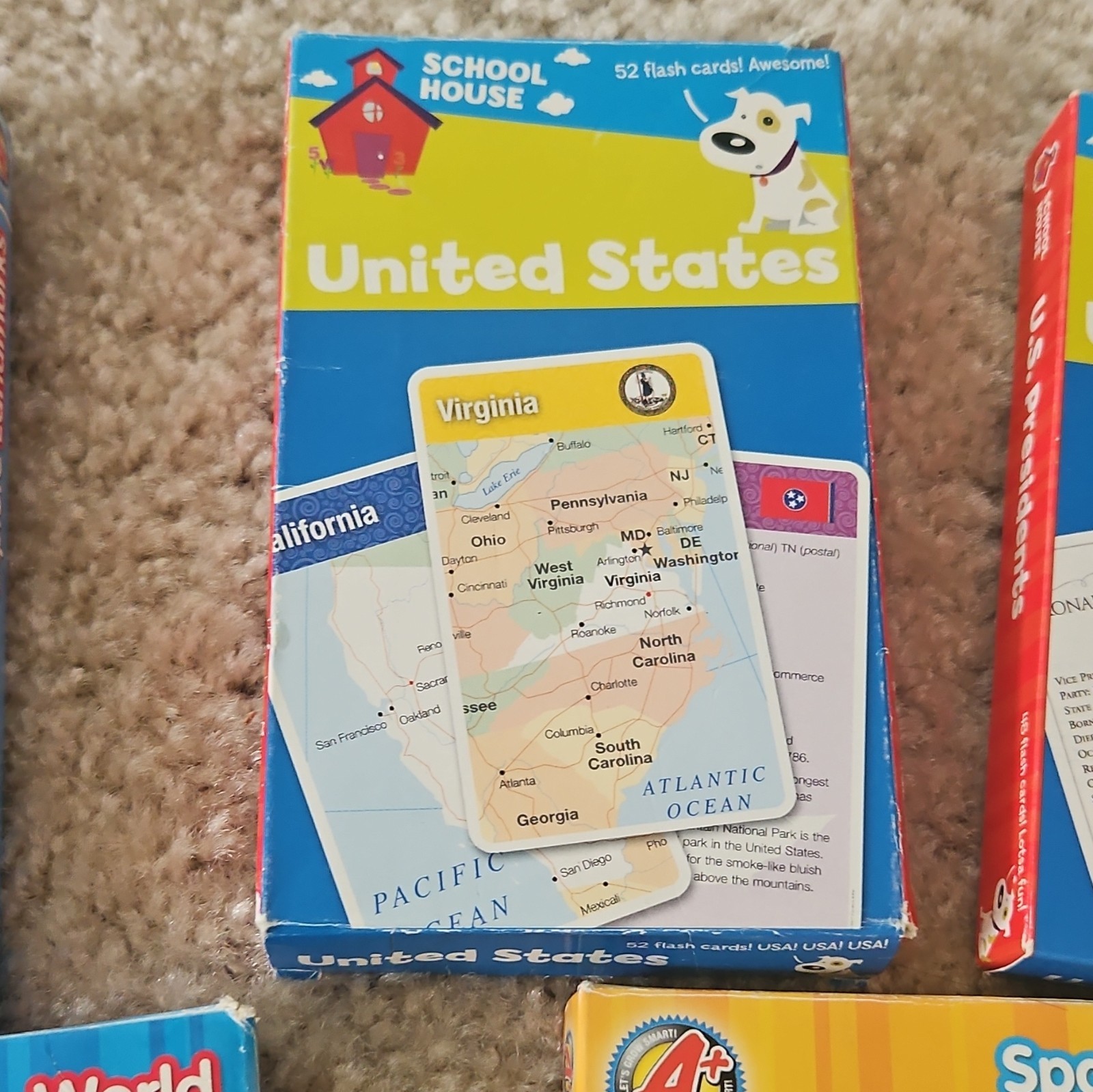 School Zone & Planet Earth Geography Flash Cards United States Ages 4-11 Kids