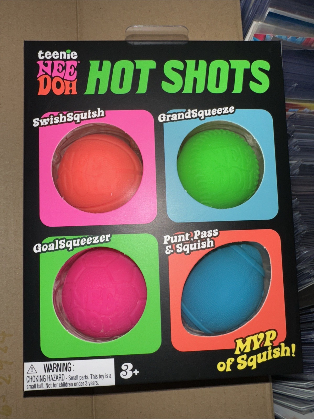 Teenie NeeDoh Hot Shots Swish Squish Grand Squeeze Goal Squeeer Punt Pass Squish