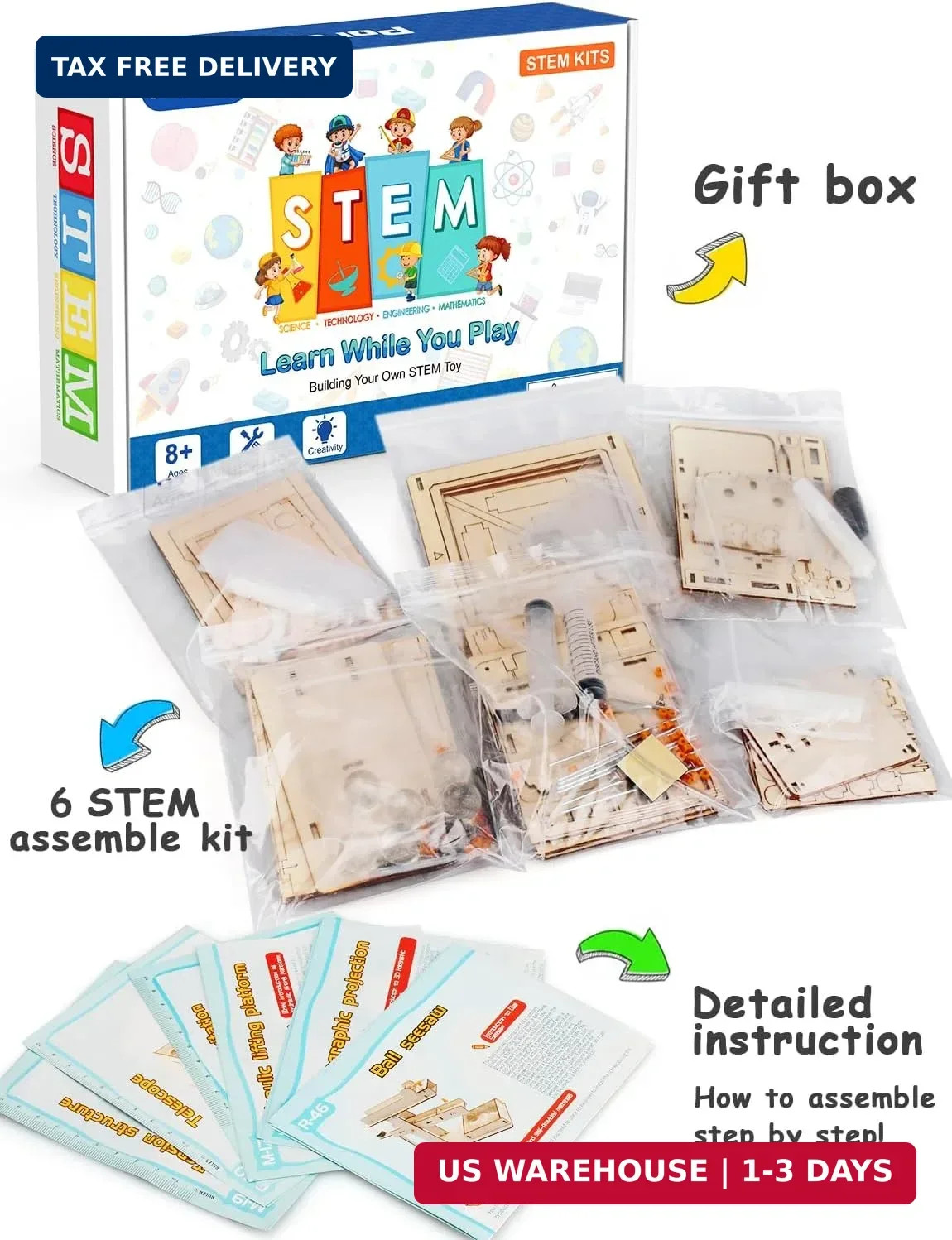 Poraxy 6 in 1 STEM Kits for Kids Age 8-10, Science Building Educational Experime