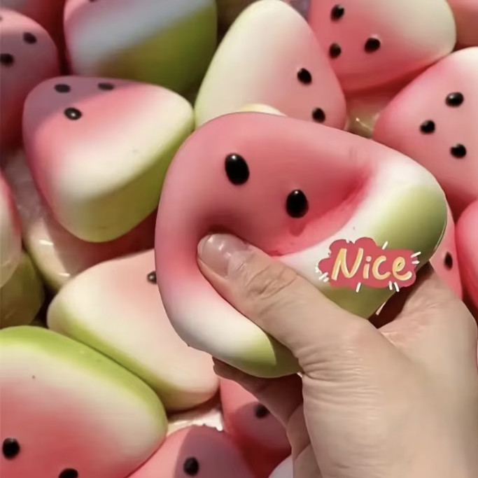 Watermelon Slice Tactile Squeeze Toy Pink White Green for Ages 3-11 Years