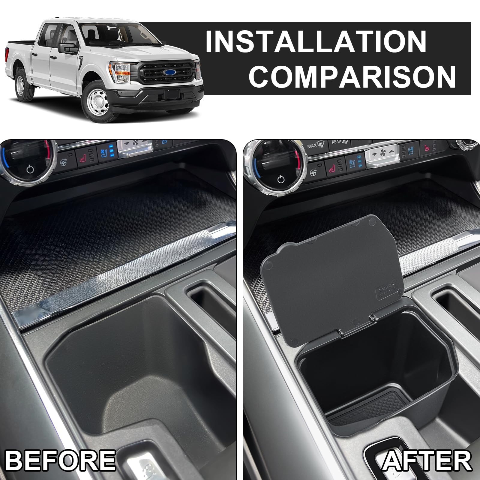 Center Console Coin Box Organizer for Ford F150 Accessories 2021-2026 compact