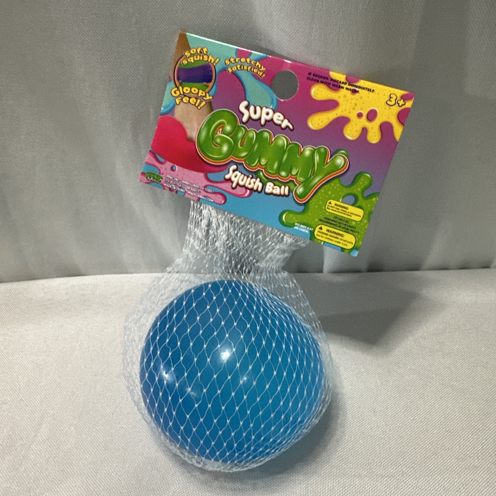 Set Of 3 Super Gummy Squish Ball 2.75″ Pink, Blue & Green – NEW