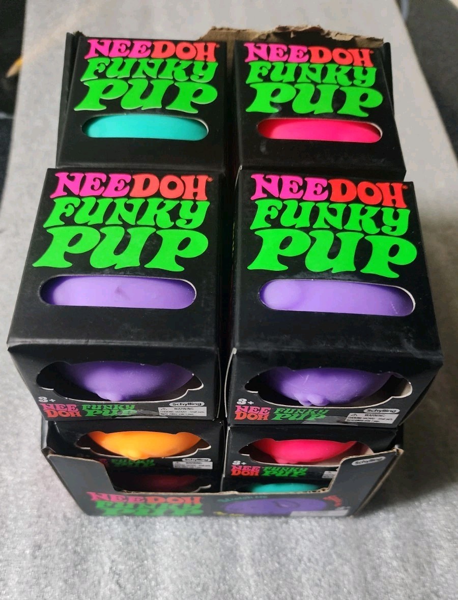 Nee Doh Funky Pup Squeeze Ball Super Squish LOT OF 12 with Display Box NEW