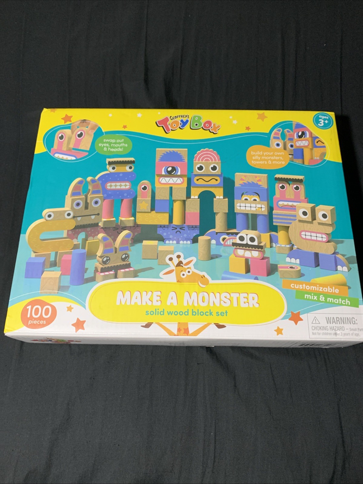 GEOFFREY’S TOY BOX Make A Monster Solid Wood Block Set | NEW | FREE SHIPPING |