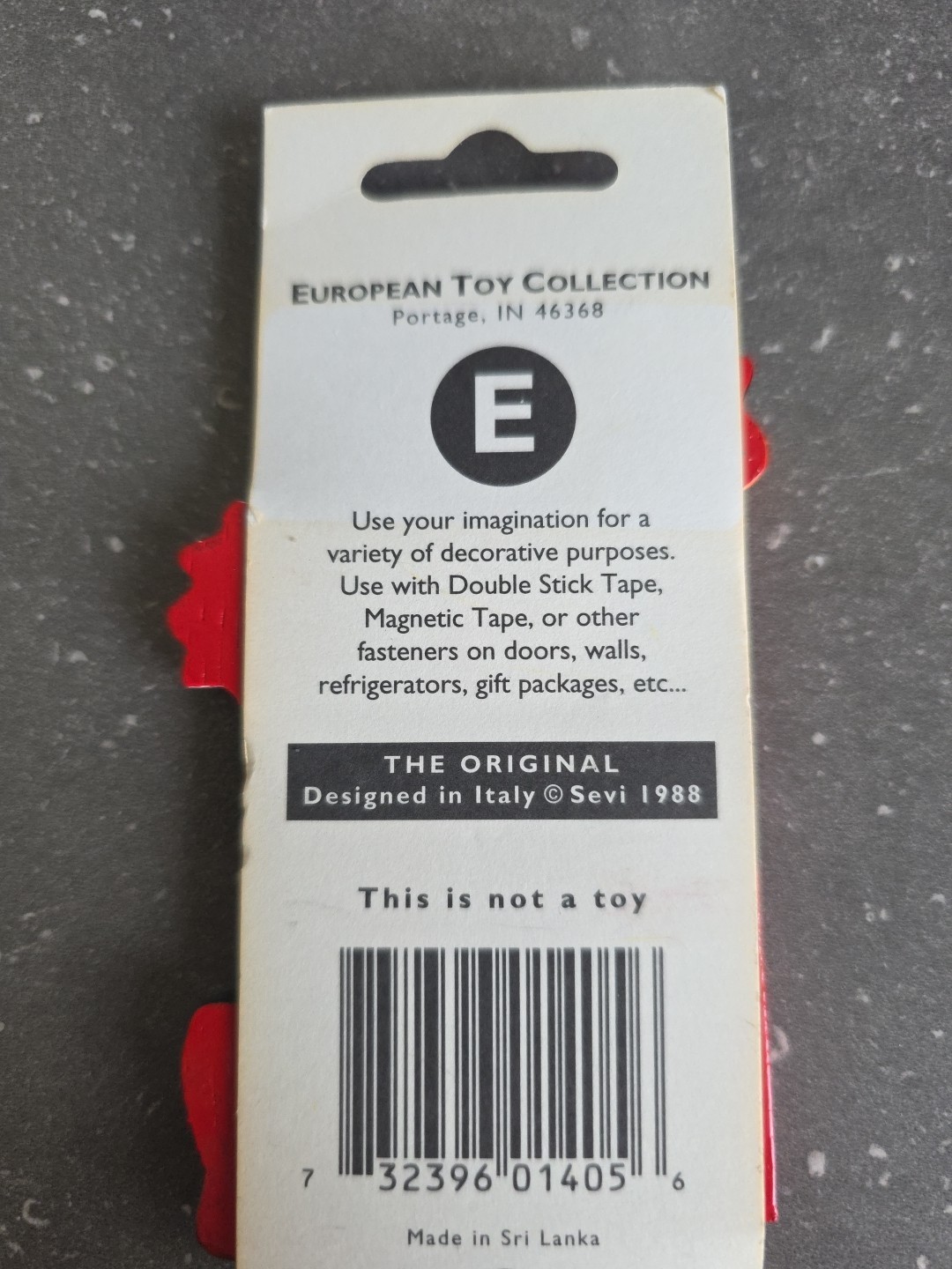Vintage NOS Sevi Hand Painted Alphabet Red Letter E Painted Wood Clown